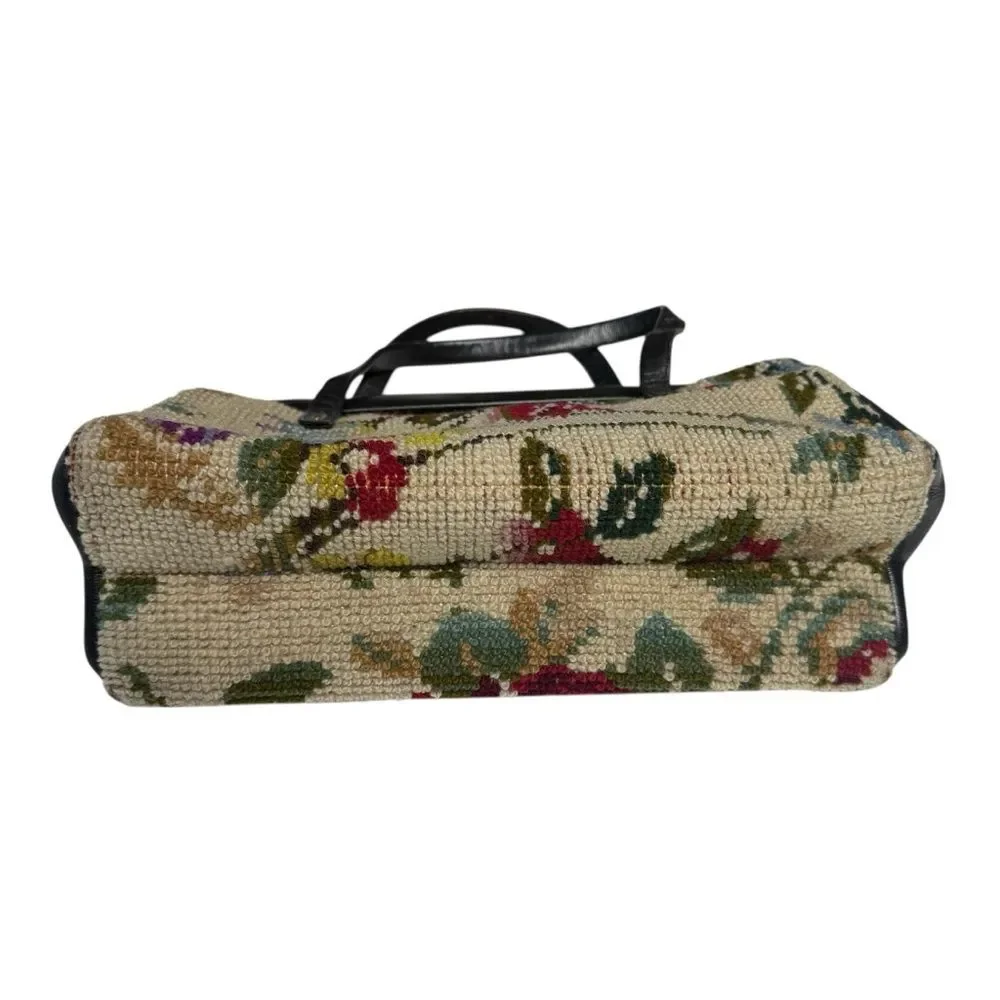 Vintage Jana Floral Needlepoint Tapestry Handbag 50s 60s Frame Top Clasp Closure